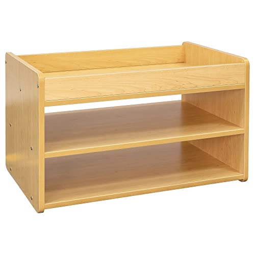 Kid's Book & Toy Storage Organizer, Wooden Cabinet Shelves, Cubby, Toy Shelf, Children's Bookcase for Playroom, Preschool or Classroom, Maple, 24