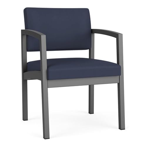 Lenox Steel Modern Fabric Guest Chair in Charcoal/Open House Navy