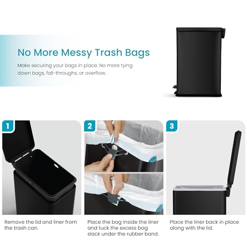 Home Zone Living 4.4 Gallon Slim Kitchen Trash Can, Stainless Steel, Step Pedal, 16.7 Liter