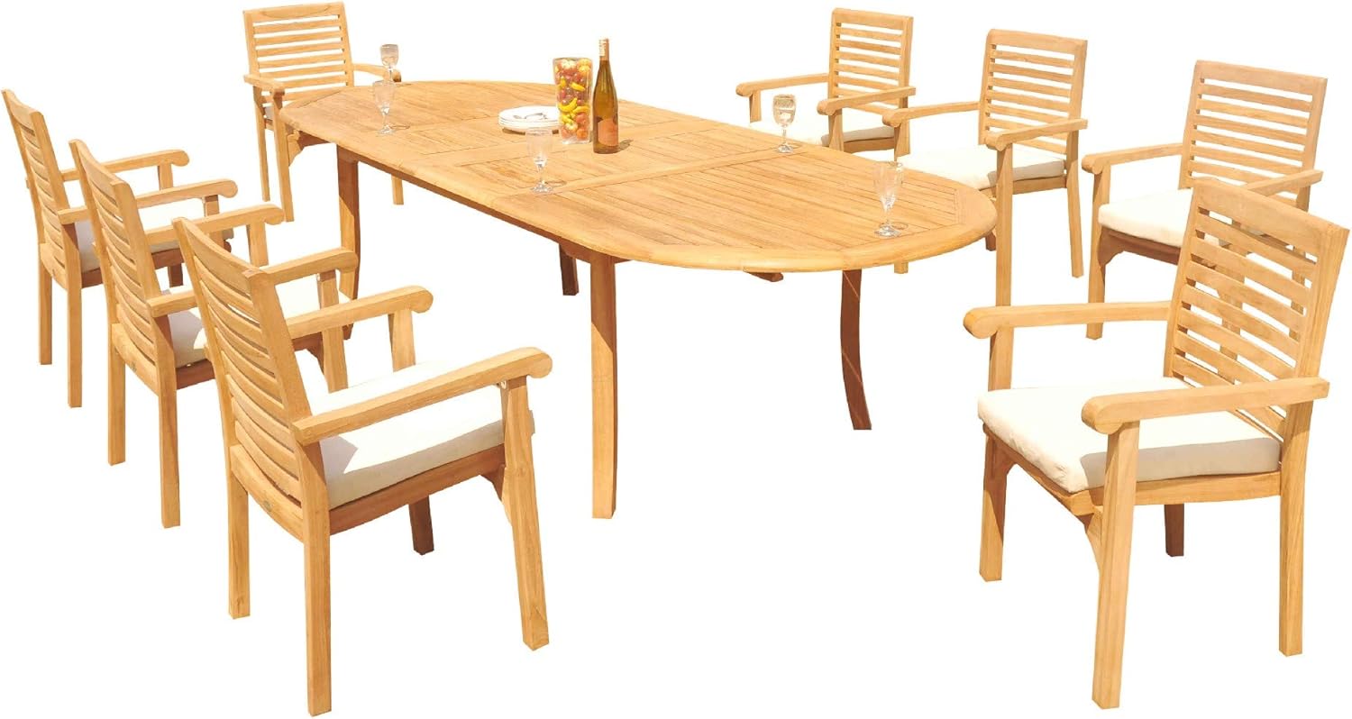 Grade-A Teak Wood 8 Seater 9 Pc Dining Set: 118
