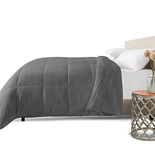Clara Clark Comforter - All Season Down Alternative Bedding Comforter/Duvet Insert, Ultra Soft, Box Stitched. Queen Size, Gray