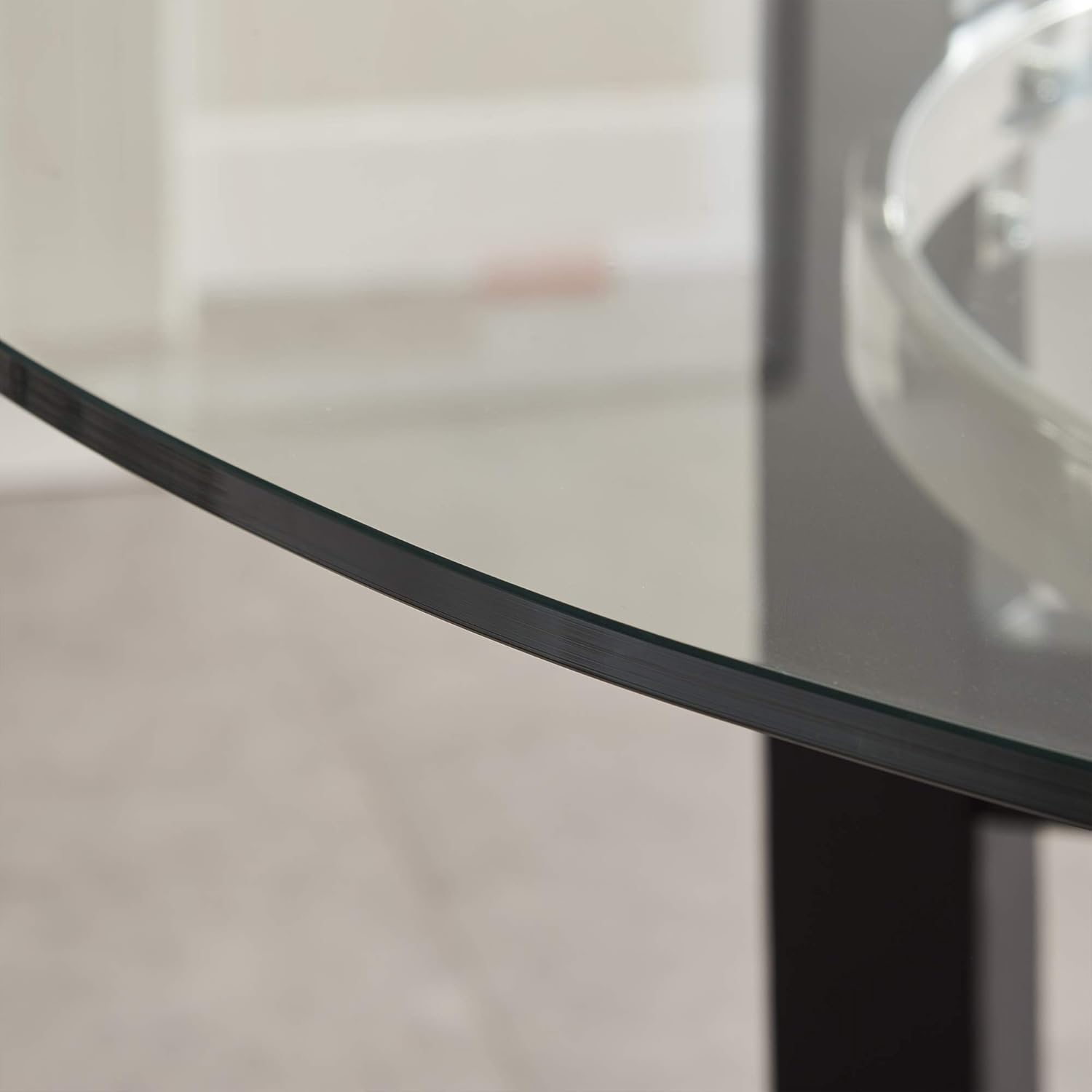 Dining Room Table, 48” Clear Tempered Glass Round Dining Table, with Solid Wood Base Dining Table, 31