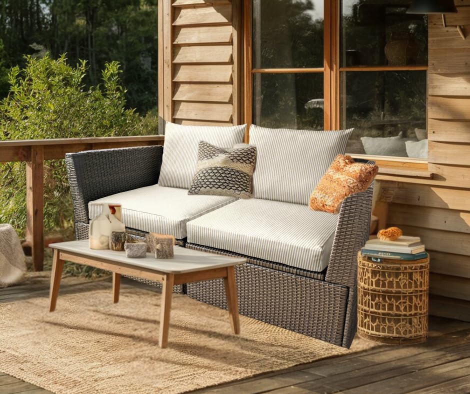 Beige Stripe Outdoor Slip Covers Style