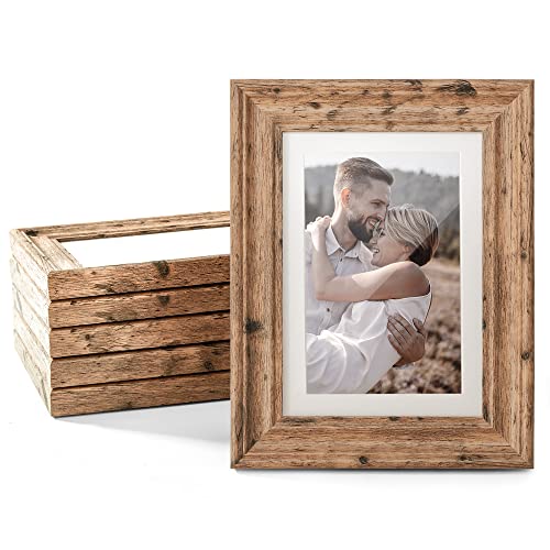 TWING 8X10 Picture Frame Distressed White Frame Set of 6, Rustic Picture Frames Wood Grain Photo Frame for Gallery Wall Mounting or Tabletop Display, Vintage White Farmehouse Collage Picture Frames