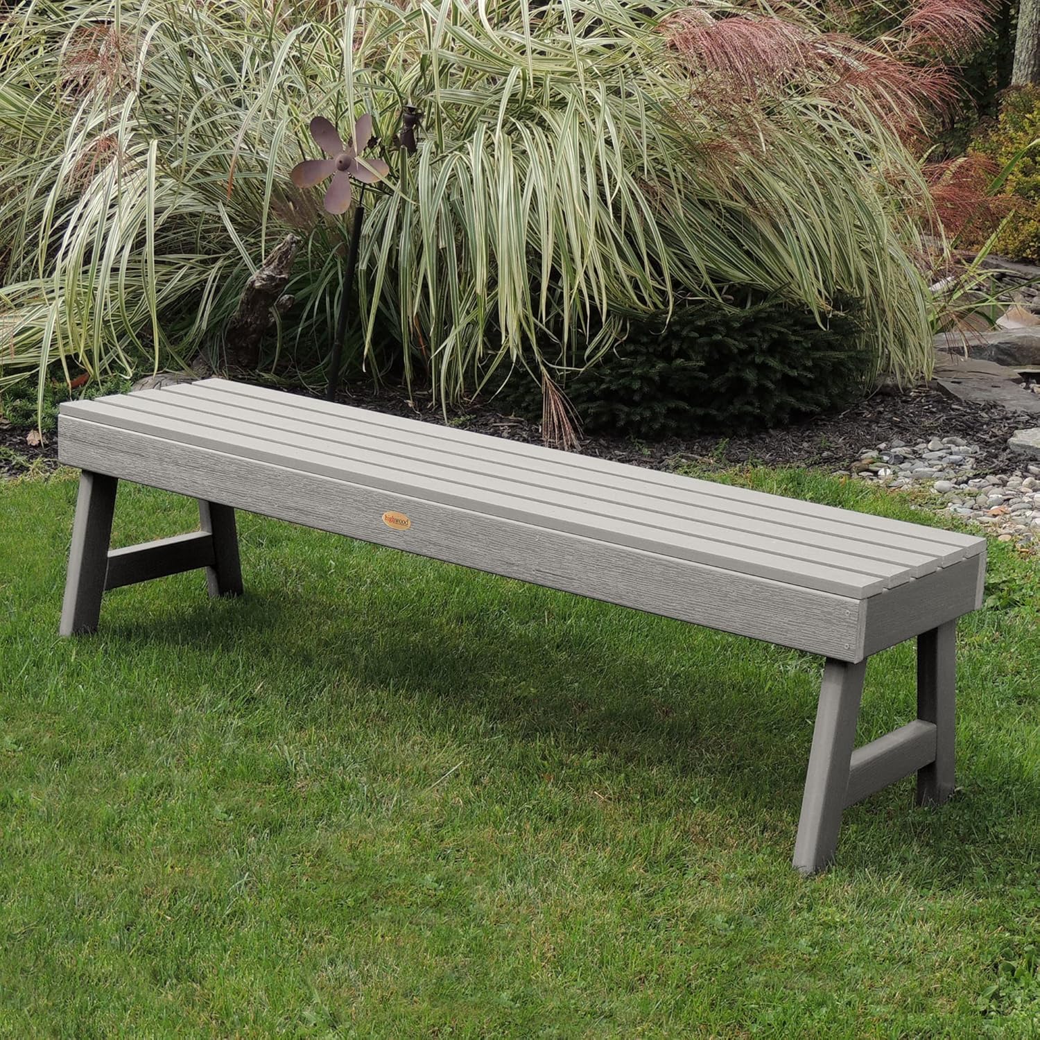 Highwood Weatherly Picnic Garden Bench, 5 feet, Harbor Gray