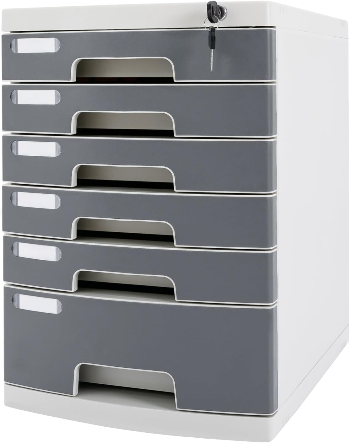 6 Drawer File Sorters, Desktop Drawer Organizer with Labeling Frame, File Cabinet Executive Office Supplies, Office Papers Organizer Drawer Organizer with Labels, 11.5’’W x 15.4’’L x 16.6’’H, Grey