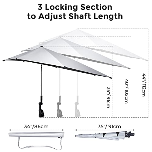 G4Free UPF 50+ Height Adjustable Chair Umbrella with Universal Clamp for Beach Chair, Golf Cart, Wheelchair, Stroller, Bleacher, Patio (Blue)