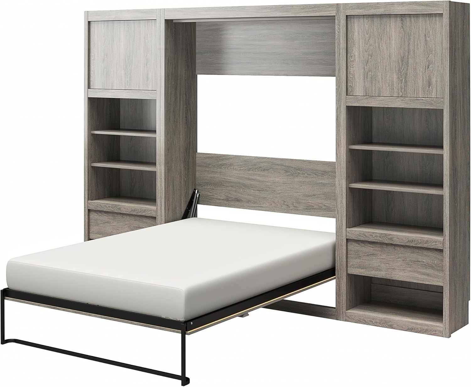 Signature Sleep Paramount Full Wall Bed & 2 Side Cabinet Bundle in Gray Oak