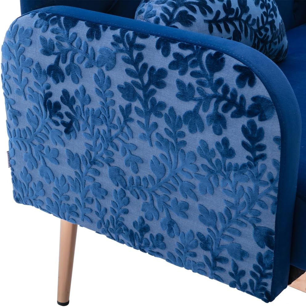 Velvet Sofa, Sofa .Loveseat Sofa with Metal Feet Navy W39536714