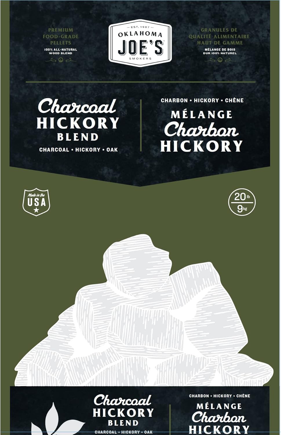 Oklahoma Joe's 2778412DP 100% All-Natural Hardwood Char-Hickory Wood Pellets, (20 lb. Bag), Brown