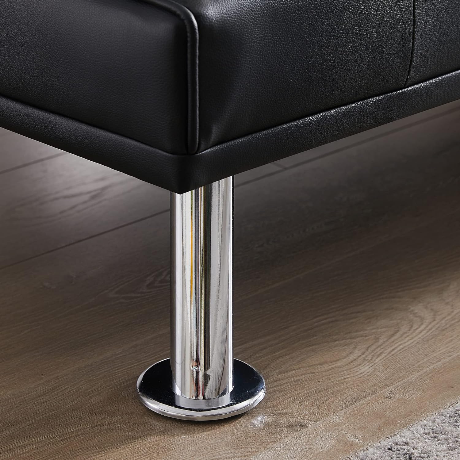 Black Faux Leather Loveseat Sofa Bed with Cup Holders, Convertible Folding Sleeper Couch Bed