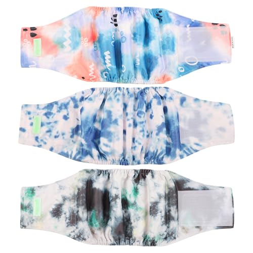 wegreeco Washable Male Dog Belly Band (Stylish Pattern)- Pack of 3 - Washable Male Dog Belly Wrap, Dog Diapers Male (Cool Design, Medium)