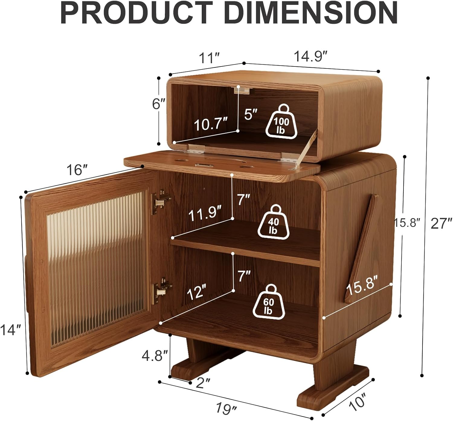 Robot Solid Wood Nightstand, Led Nightstand with 360°Rotating Drawer, Creative Nightstand with Drawers, Easily Assembly,Bedside Table for Bedroom,Living Room (Walnut)