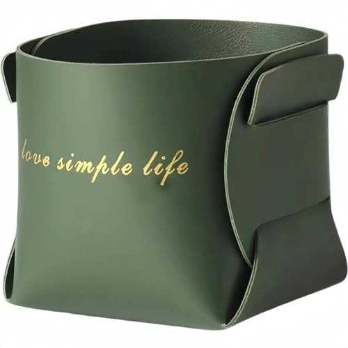 Aesthetic Pen Holder for Desk Cute Storage Basket Office Supplies Vegan Leather Cubicle Decor Workspace Accessories Makeup Brush Organizer Pencil Cup Aesthetic Caddy for Home Office (Brown)