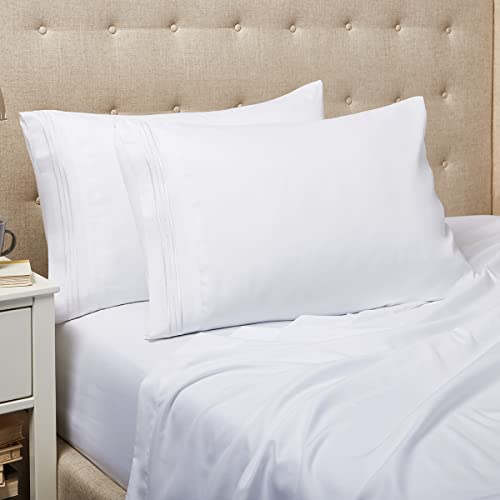 Cosy House Collection Everyday 1500 Series Pillowcases - Bedroom Essentials - Luxury Hotel Quality - Silky Soft & Smooth - Gentle & Skin Friendly - Set of 2 (Standard, White)