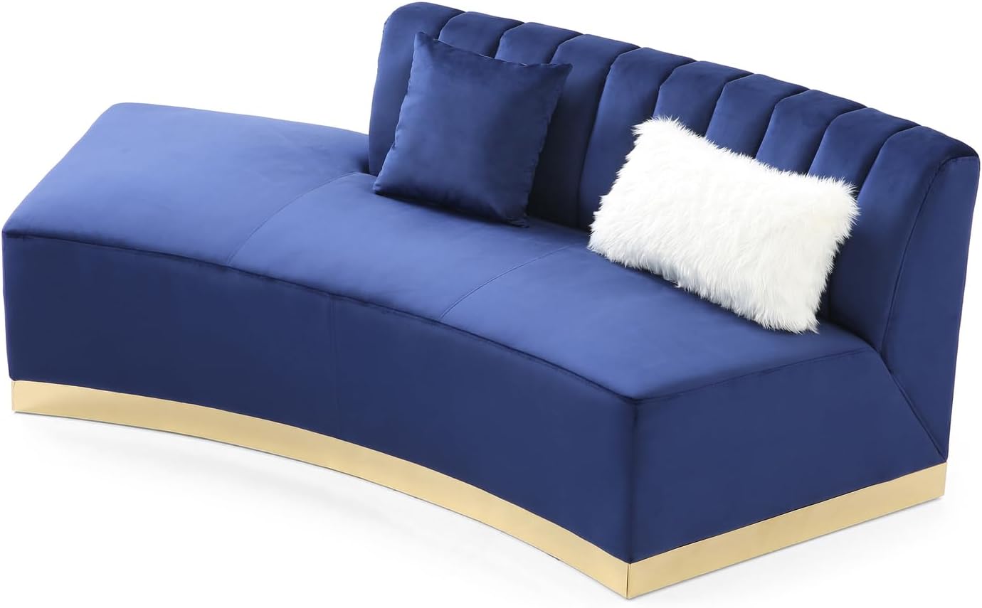 Brentwood Armless Velvet Curved Sofa in Blue PF-G0432-SCH