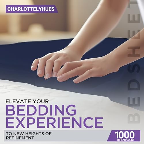 CharlottelyHues Luxury 100% Egyptian Cotton Bed Sheets - 1000 Thread Count 4-Piece Queen Sheets Set, Long Staple Cotton Bedding Sheets, Sateen Weave, Hotel Sheets, Fits Upto 18