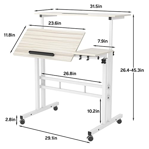 SogesPower 2 Platforms Mobile Laptop Desk Adjustable Side Table Computer Stand for Bed Sofa, JZS-101-2MP