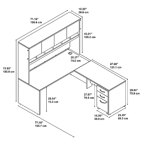 Bush Business Furniture Series C L Shaped Desk with Hutch and Mobile File Cabinet, 72W, Hansen Cherry