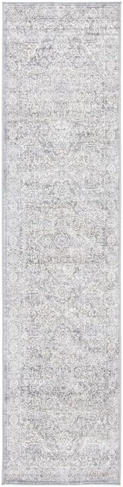 Safavieh Brentwood Collection Runner Rug - 2' x 12', Light Grey & Ivory, Medallion Distressed Design, Non-Shedding & Easy Care, Ideal for High Traffic Areas in Living Room, Bedroom (BNT832F)