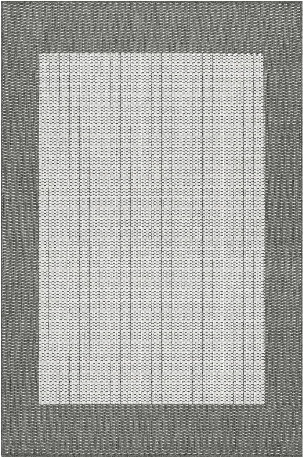 Couristan 1005/3012 Recife Checkered Field/Grey-White 5-Feet 3-Inch by 7-Feet 6-Inch Rug