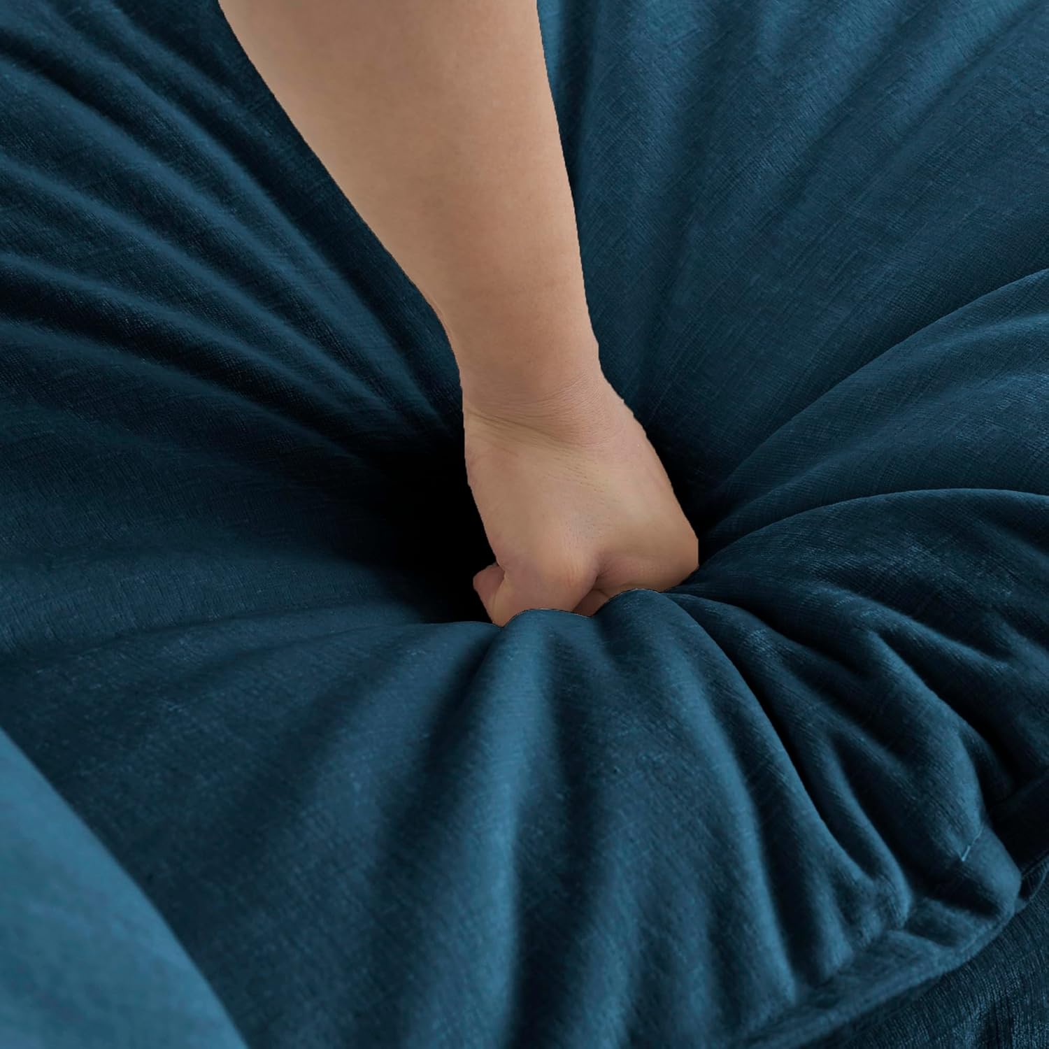 Chenille Fabric Ottomans Footrest to Combine with 2 Seater Sofa, 3 Seater Sofa and 4 Seater Sofa, Blue Chenille