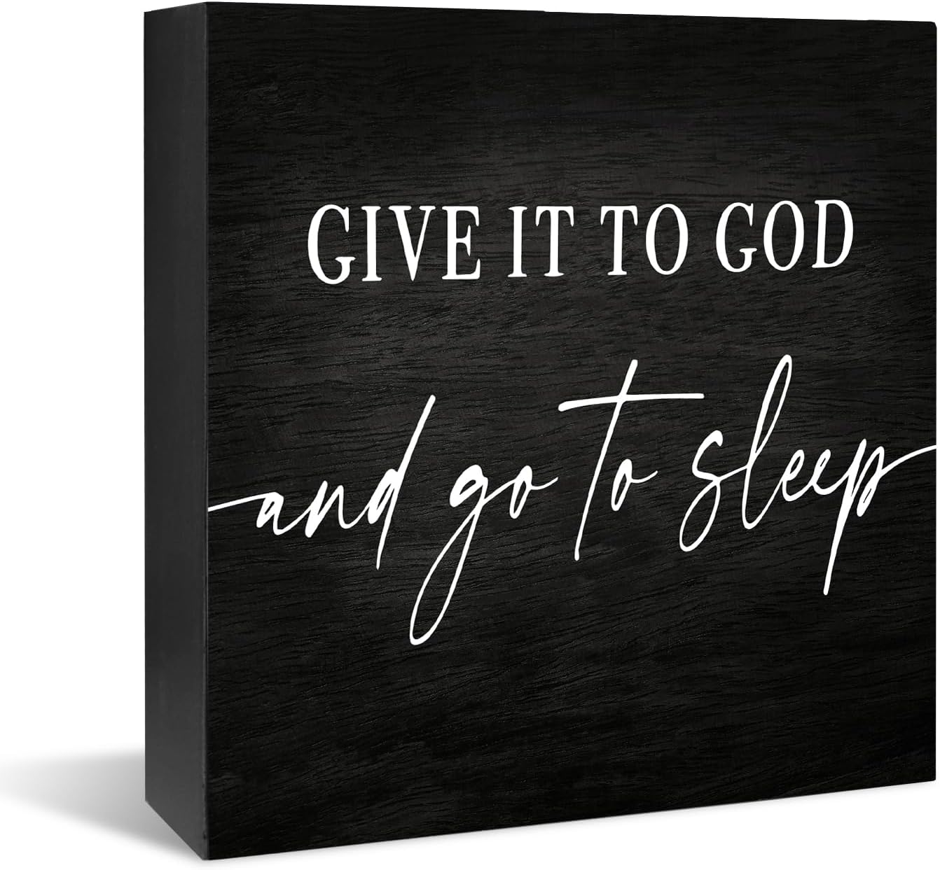 Give It to God and Go to Sleep Sign, God Wooden Decor Home Decor Bedroom Decor Wooden Box Sign, Counter Decor Christian Room Decor 5 x 5 Inch