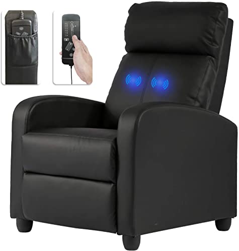 Recliner Chair, Massage Chair Reclining Chair Sofa Lounge Chair Living Room Chair with Footrest, PU Leather Reading Chair Lounge Chair for Home Room, Red