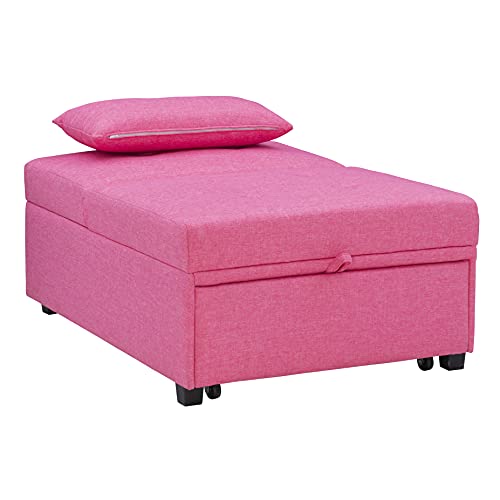 Powell Hot Pink Marnie Convertible Sofa Bed with Matching Roll Pillow