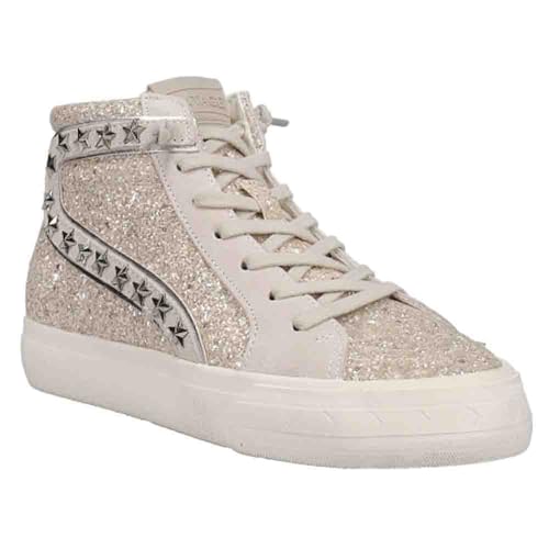 VINTAGE HAVANA Womens Hailey Glitter Studded High Lace Up Sneakers Shoes Casual - Silver