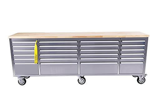 CHETTO C 72 inch Tool Chest Tool Box Mobile 15 Drawers Storage Rolling Cabinet with Wheels Lock Key Locking System Drawer Liners for Garage Warehouse Repair Shop Stainless Steel