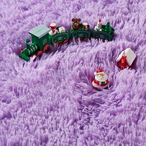 Shag Ultra Soft Area Rug, Non-Skid Fluffy 4'X6' Rainbow Fuzzy Indoor Faux Fur Rugs for Living Room Bedroom Nursery Girls Room Decor Furry Carpet Kids Playroom