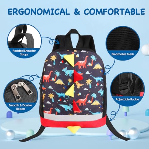 Toddler Backpack for Boys 1-4 with Safety Rope Mini Dinosaur Backpack for Boys Cute Kids Backpack Baby Daycare Bag Schoolbag Boys