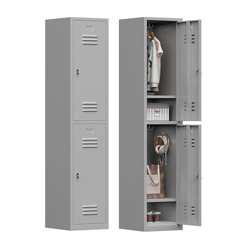 Metal Lockers for Employees with Keys,Metal Storage Cabinet with 2 Doors,71