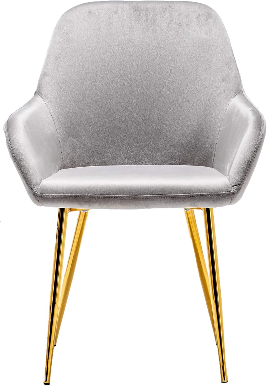 BTEXPERT Modern Golden Leg Dark Mid-Back accent chairs for living room set of two, Gray Velvet Leisure Armchair with Gold Plating Legs upholstered Dining Room Chair