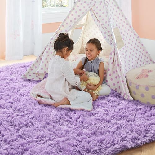 PAGISOFE Round Area Rug,4'X4',Fluffy Rugs for Bedroom, Rugs for girls/boys Room,Fuzzy Rugs for Nursery Playroom,Circle Rugs for Kids Room,Shag Carpet Rugs for Reading Nook,Furry Rugs for Baby,Rainbow