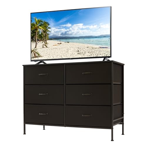 Wide Dresser with 6 Drawers Modern TV Stand for 55