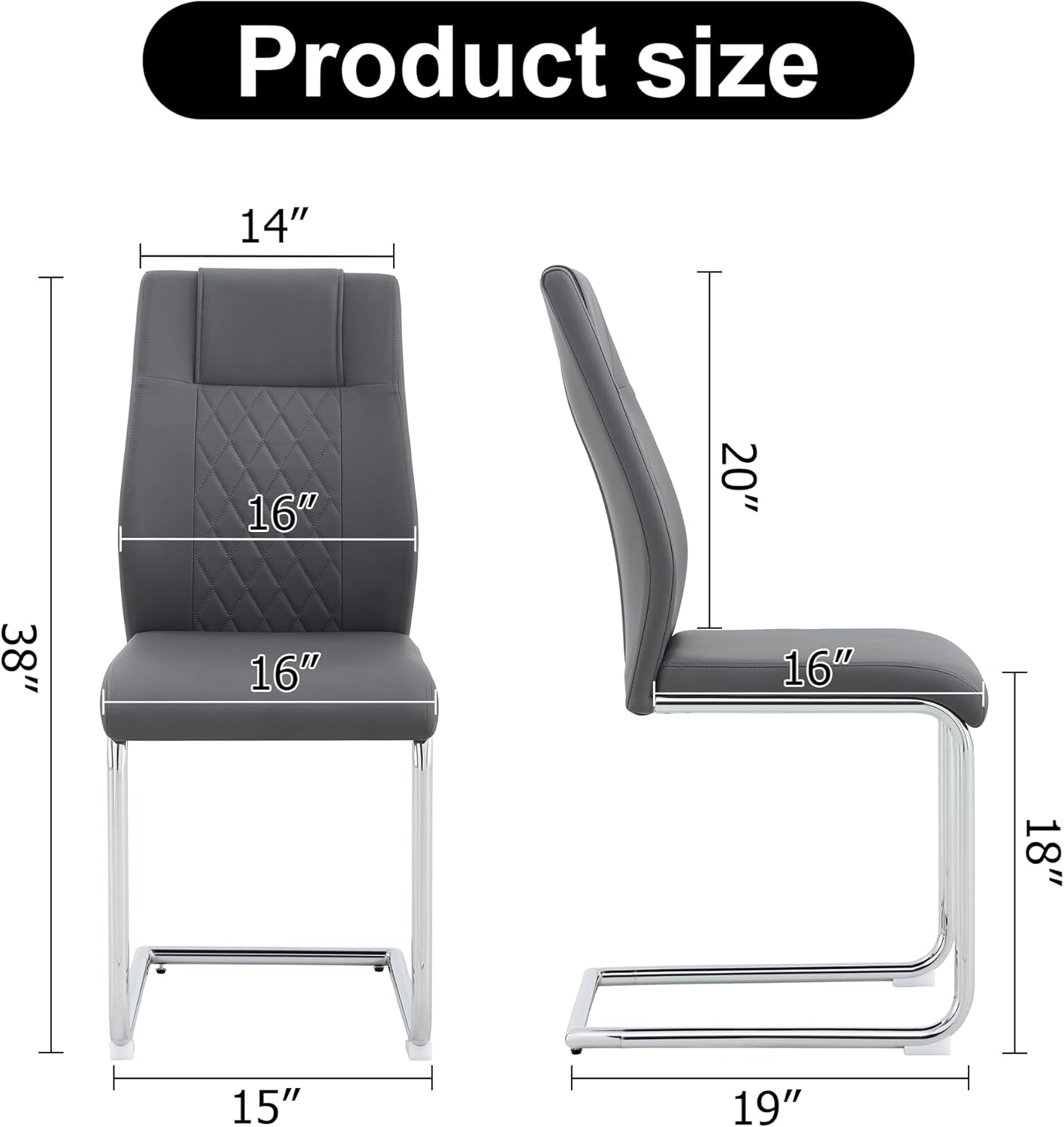 NicBex Dining Chairs Set of 4 Modern Faux Leather High Back Dining Room Kitchen Chairs with Silver Metal Legs,Side Chairs for Dining Room, Kitchen,Living Room, and Restaurants,Gray