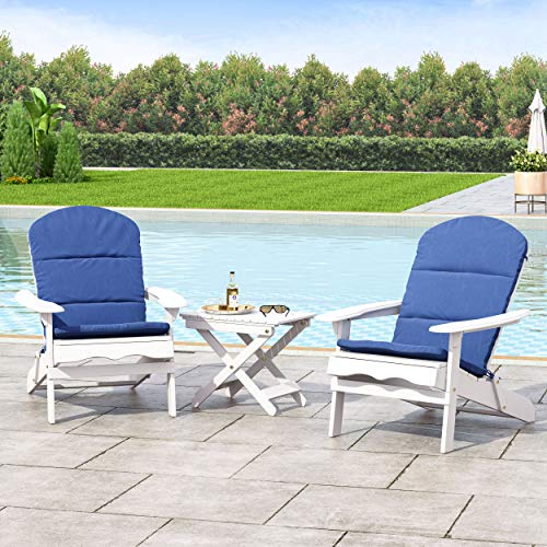 Christopher Knight Home William Outdoor 2 Seater Acacia Wood Chat Set with Water Resistant Cushions, White + Navy Blue