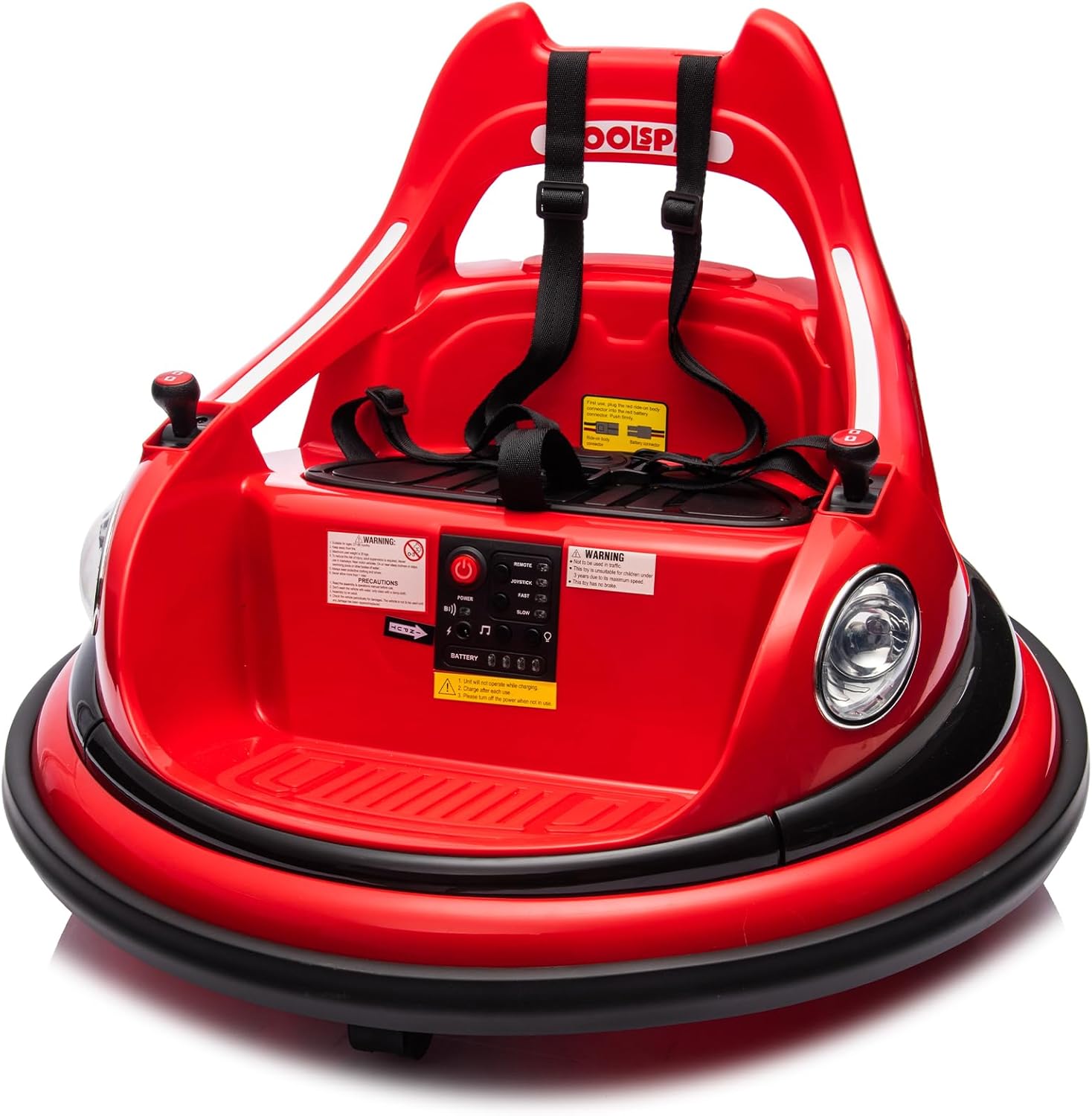 12V Bumper Car for Kids,Electric Ride-On Bumper Car W/Remote Control,Led Lights,360°Spin,with Anti-Collision Padding&Safety Belt Red As Shown