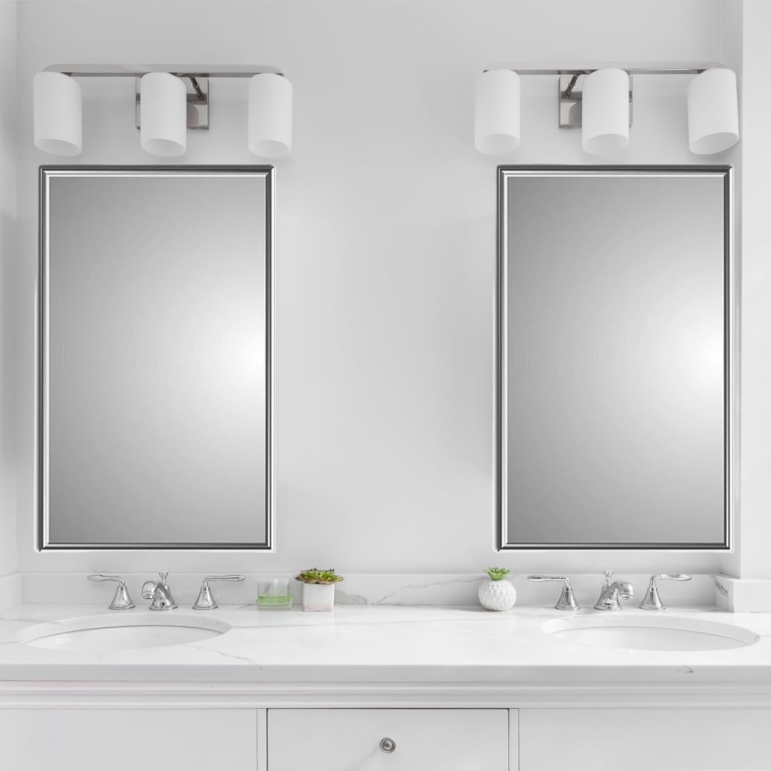 Artus Modern Styled Framed Mirror Recessed Bathroom Medicine Cabinet in Chrome Finish (Chrome)
