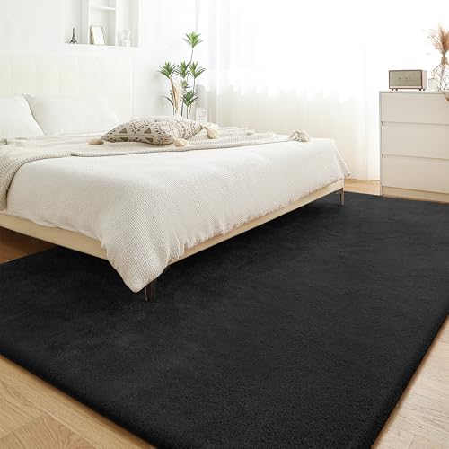 H.VERSAILTEX Area Rugs for Living Room 4x6 Feet Fluffy Fuzzy Non-Slip Rug Shaggy Carpet Soft Plush Bedside Rug, Indoor Floor Rug for Kids Girls Boys Home Decor Aesthetic, Dorm Nursery, French Oak