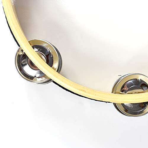 Tambourine Hand Bell Double Row Jingles Music Persuccion Church (8 Inch, Dove)