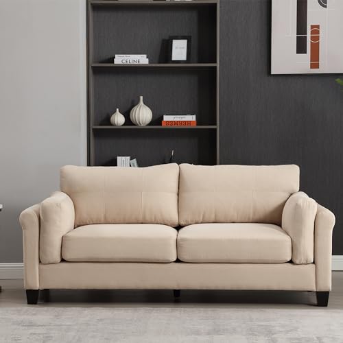 Double Arm Living Room 2-Piece Furniture Sets, Comfy Deep Seat Loveseat & 3 Seater Sofa Couch, Pet-Friendly Sofas Couch Small Spaces Sofa Bed Couches for Living Room Bedroom (Khaki, Loveseat+Sofa)