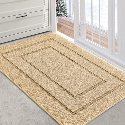 REFETONE Indoor Doormat, 24x36, Front Back Door Rug, Non Slip Absorbent Resist Dirt Machine Washable Door Mat, Low-Profile Inside Floor Mat for Entryway, Grey