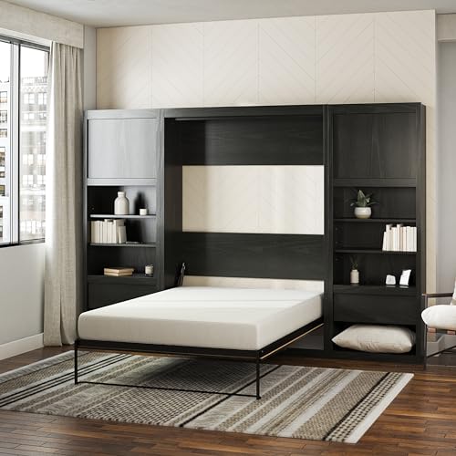 Signature Sleep Full Wall Bed Cabinet Bundle in Black Oak