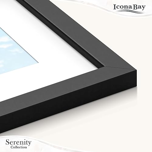 Icona Bay 8x10 Picture Frame w/Removable Mat for 5x7 Photo (White), Sleek Modern Style Frame, Table Top or Wall Mount, Serenity Collection