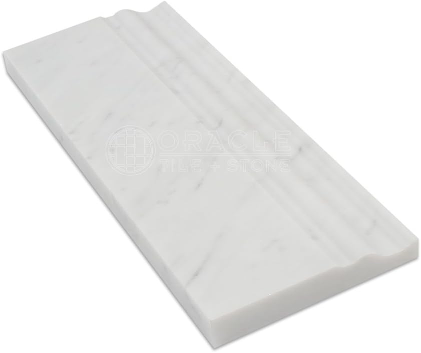 Carrara White Italian (Bianco Carrara) Marble Baseboard Trim Molding, Polished