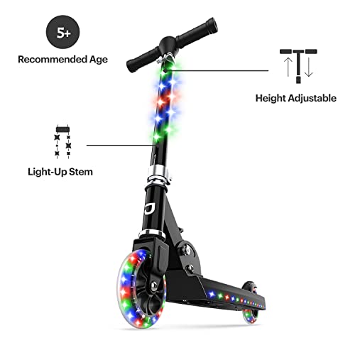 Jetson Scooters - Jupiter Kick Scooter - Collapsible Portable Kids Push Scooter - Lightweight Folding Design with High Visibility RGB Light Up LEDs on Stem, Wheels, and Deck