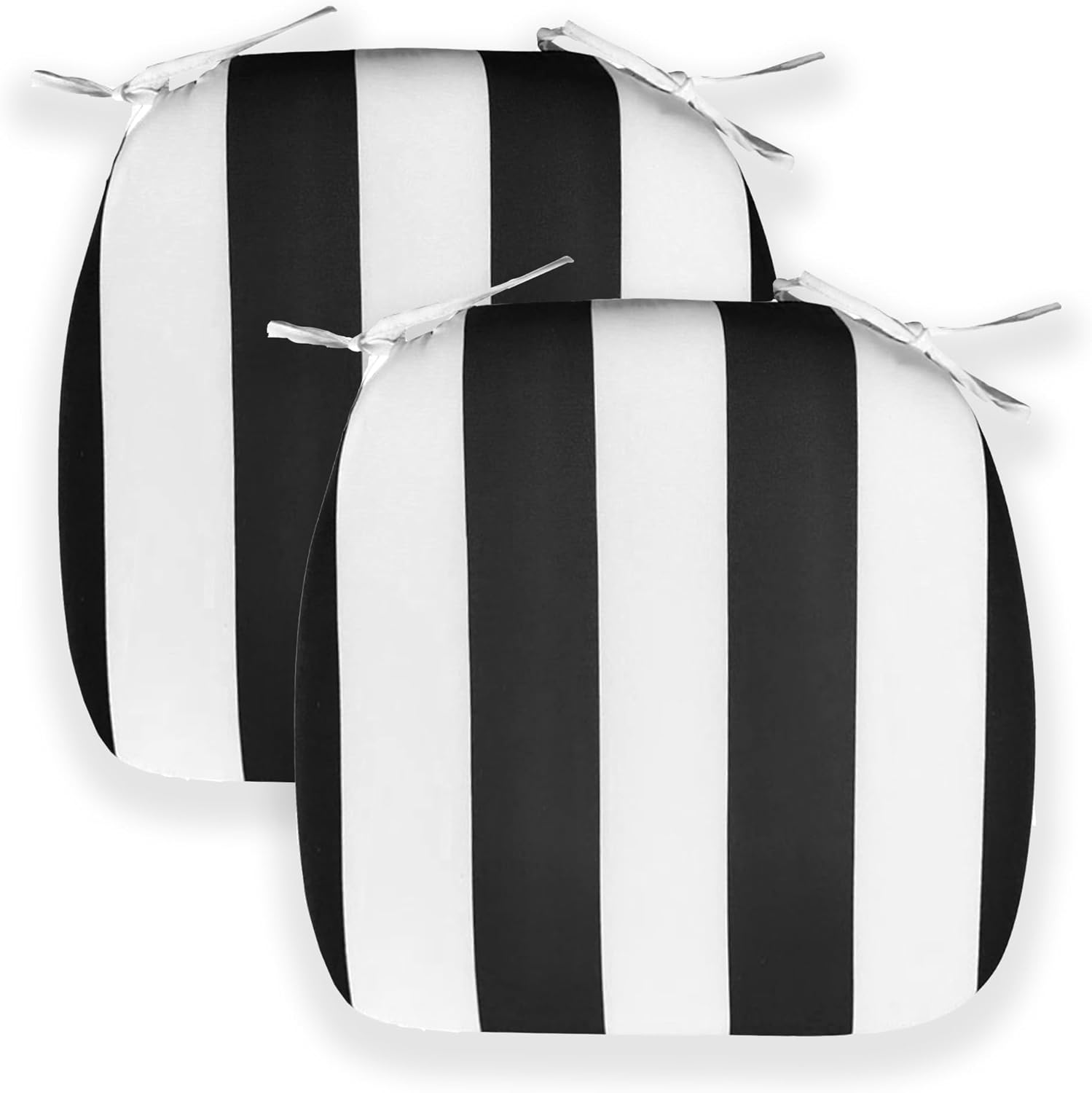Black Stripe U-Shape Outdoor Chair Pad, Set of 2